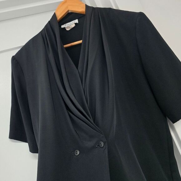 Frenzo Vintage 80s Half Sleeve Blazer Blouse in Black - Picture 3 of 12